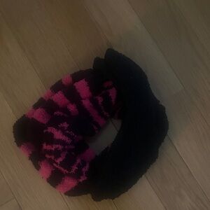 Cozy Black and Hot Pink Fuzzy socks